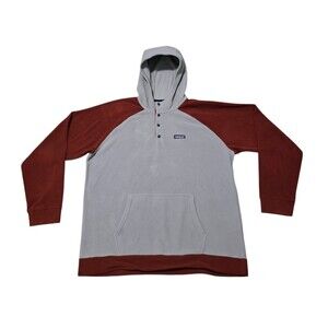 Patagonia Micro D Fleece Hoodie Mens Size XXL  1/4 Snap Pullover Two Tone